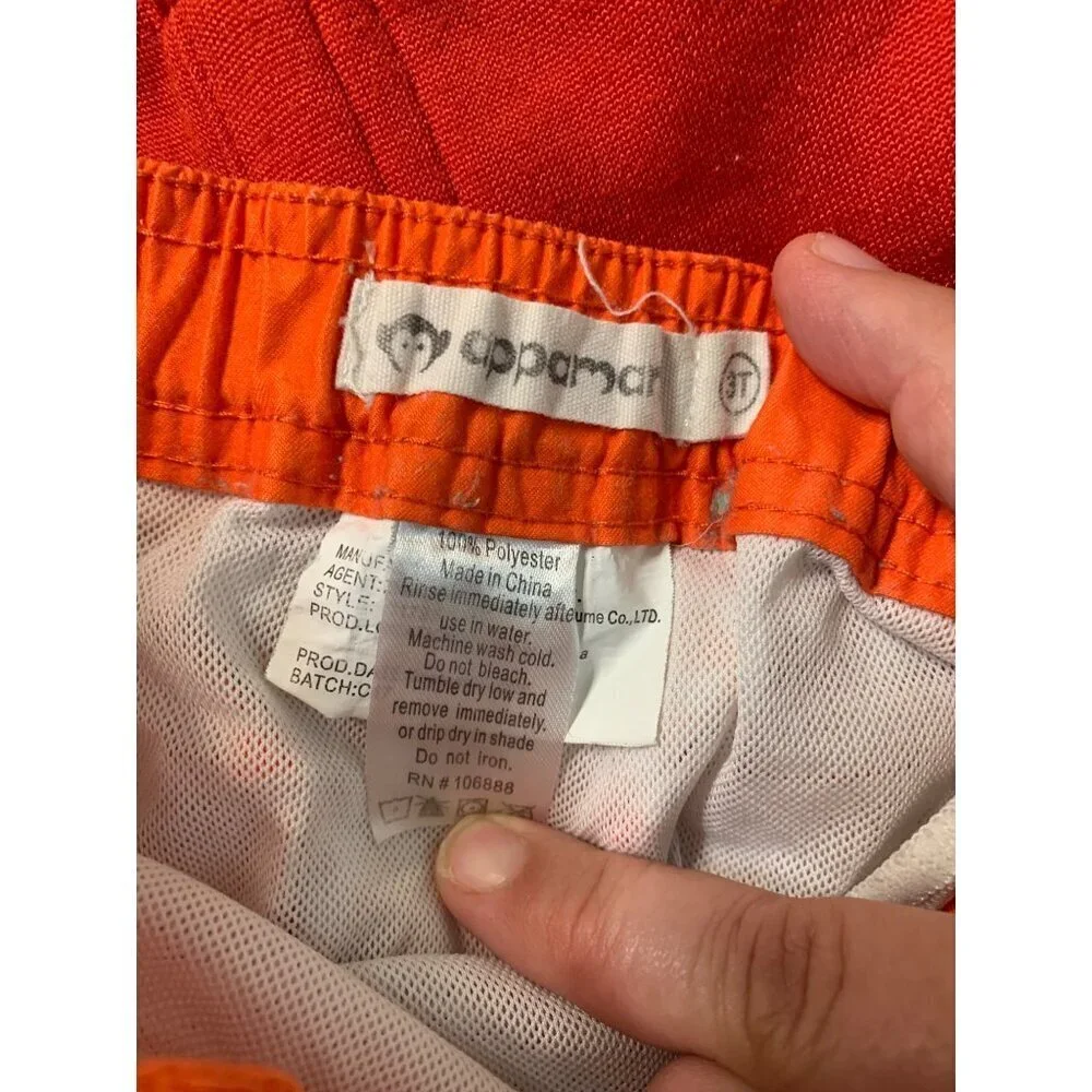 Appaman Hawaiian Print Boys Swim Shorts Trunks Size 3T Orange Beach Pool Summer